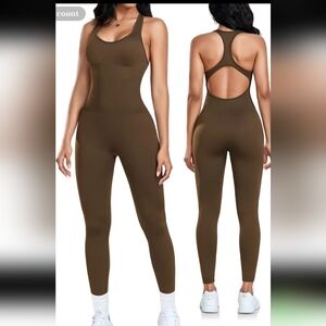 #1355 Fitness  Women's Brown Bodyshape Jumpsuit